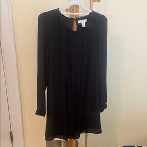 Forever 21 Black Pleated Long Sleeve Dress